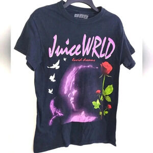 JuiceWrld Graphic Tee Purple Colorful Art Mens Small Short Sleeve Black Tshirt